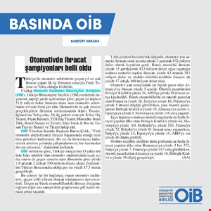 OTOMOTİVDE İHRACAT ŞAMPİYONLARI BELLİ OLDU